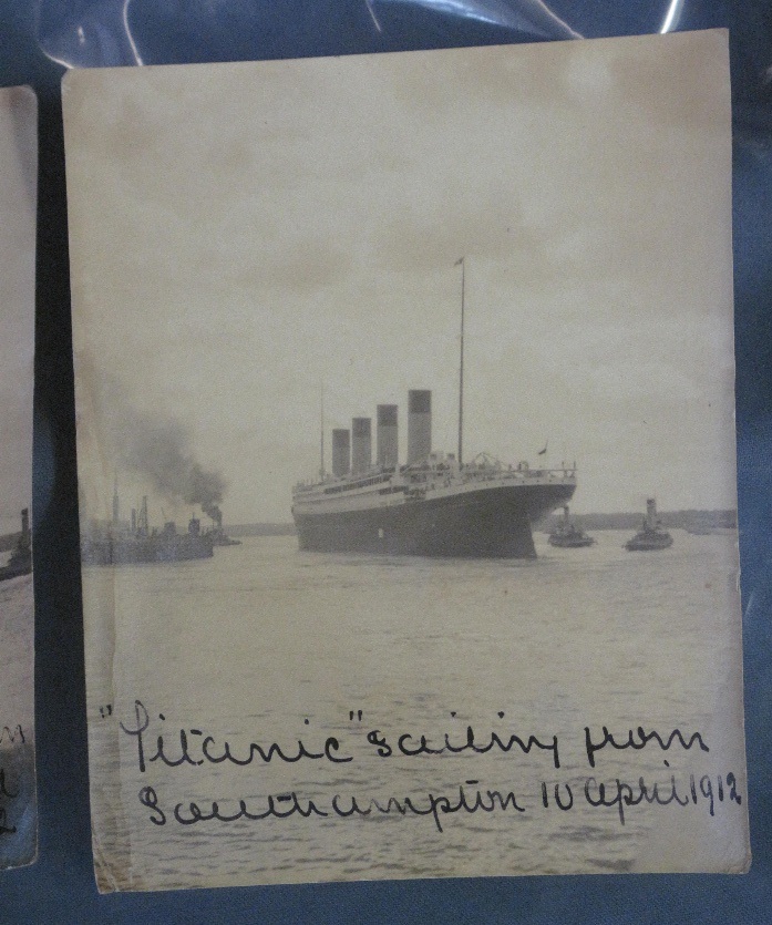 TWO RARE HAND ANNOTATED SMALL BLACK AND WHITE PHOTOGRAPHS OF THE 'SS TITANIC', - Image 4 of 19
