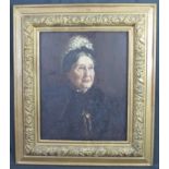 BRITISH SCHOOL, (19th Century), portrait of an elderly lady in lace hat, oils on canvas. 55 x 45cm.