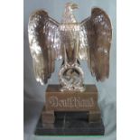 REPRODUCTION PATINATED BRONZE AND BLACK MARBLE SECOND WORLD WAR DESIGN NAZI GERMAN IMPERIAL EAGLE