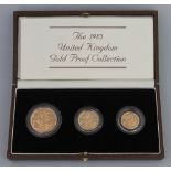 UNITED KINGDOM 1983 GOLD PROOF COLLECTION, comprising: half sovereign; sovereign and £2 coin, in