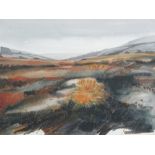 JOHN CLEAL, (Welsh, 1929-2007), Pembrokeshire moorland landscape, signed, watercolours on handmade