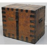 19TH CENTURY OAK SILVER CHEST, having metal mounts and fittings overall,