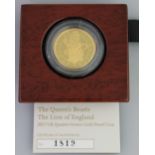 THE QUEEN'S BEASTS, THE LION OF ENGLAND, 2017 UK quarter ounce gold proof coin, 7.8g, limited