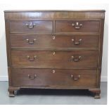 EARLY 19TH CENTURY MAHOGANY STRAIGHT FRONTED CHEST of two short and three long graduated and cock