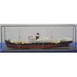 WELL MADE SCALE MODEL OF THE 'SS BANDOOLA', CARGO LINER. Perspex case. 115cm approx. (B.P. 24% incl.