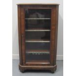 LATE VICTORIAN, WALNUT INLAID, MUSIC CABINET, having glazed door revealing four removable shelves, a