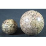 TWO SMALL, PROBABLY 18TH CENTURY, POCKET GLOBES,