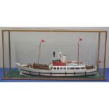 WELL MADE LARGE SCALE MODEL OF THE PASSENGER FERRY 'MV YORKSHIRE BELLE', in perspex case with wooden