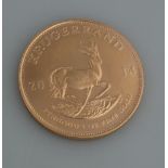 SOUTH AFRICA GOLD KRUGERRAND, 2014, in plastic coin case, 34g. (B.P. 24% incl. VAT) CONDITION