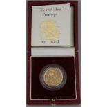 1985 GOLD PROOF SOVEREIGN in original fitted box with certificate of authenticity no. 11656. (B.P.