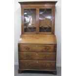 EARLY 19TH CENTURY WELSH OAK BUREAU BOOKCASE,