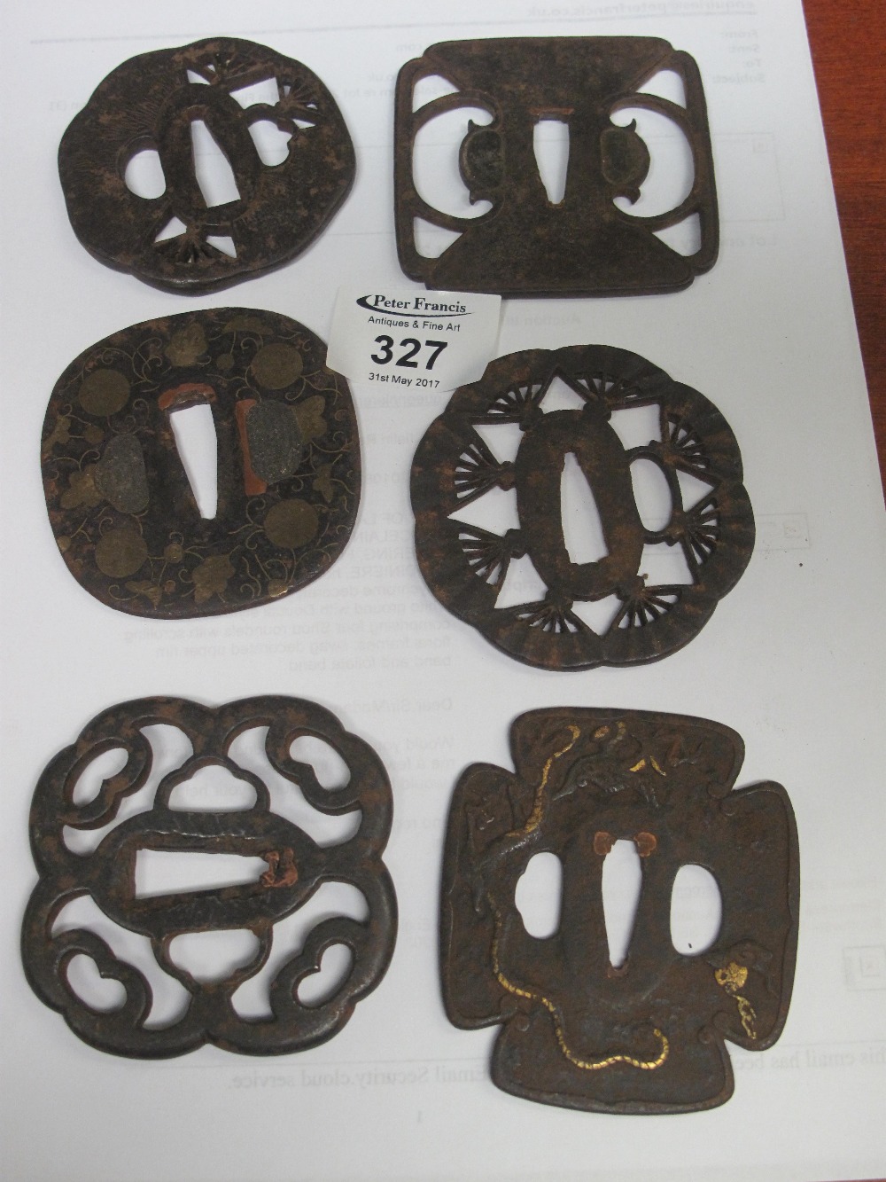 GROUP OF SIX JAPANESE IRON TSUBA SWORD GUARDS of various pierced forms, - Bild 2 aus 4