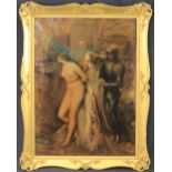 FRAMED CONVEX GLASS CRYSTOLEUM, an allegorical scene representing Guinevere, the wife of King