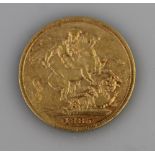 VICTORIA 1885 GOLD SOVEREIGN, Melbourne Mint. (B.P. 24% incl. VAT) CONDITION REPORT: Surface wear,