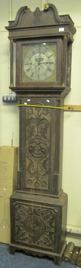 18TH CENTURY THREE TRAIN OAK LONG CASE CLOCK, face marked: 'Thomas Lister of Halifax', the case with - Image 2 of 5