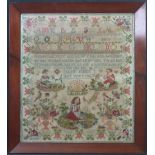 SCARCE 19TH CENTURY WELSH LANGUAGE SAMPLER, 'worked by Jane Jones, her work, 1867',