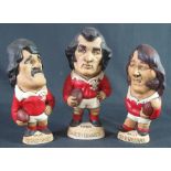 GROUP OF THREE JOHN HUGHES POTTERY WALES RUGBY UNION 'GROGGS',