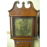 18TH CENTURY 30 HOUR BRASS FACED LONG CASE CLOCK, marked: Joseph Geller of Bath, in a later mahogany