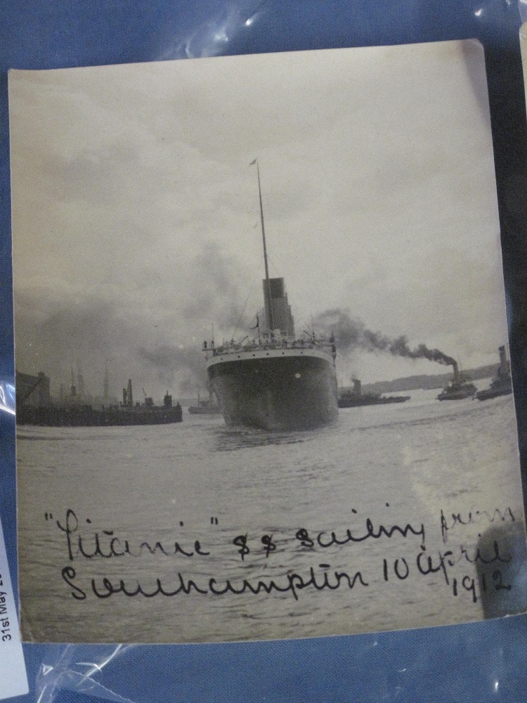 TWO RARE HAND ANNOTATED SMALL BLACK AND WHITE PHOTOGRAPHS OF THE 'SS TITANIC', - Image 3 of 19