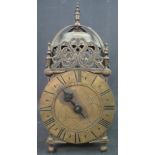 LARGE 17TH CENTURY STYLE BRASS LANTERN CLOCK, the face marked: Moore of Ipswich, and having Roman