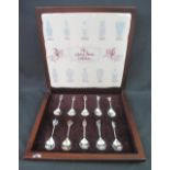 A COLLECTION OF TEN SILVER ENAMELLED ARMORIAL SPOONS, 'The Queen's beasts collection',