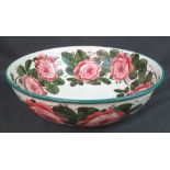 LARGE WEYMSS POTTERY FOOTED BOWL painted internally and externally with the cabbage rose pattern.