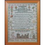 19TH CENTURY NORTH OF ENGLAND WELL WORKED TAPESTRY SAMPLER, being 'a register of the family of