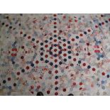 19TH CENTURY UNLINED, SINGLE SIDED, GEOMETRIC DESIGN PATCHWORK QUILT,