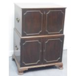 18TH CENTURY MAHOGANY TWO STAGE CHEST UPON CUPBOARD,