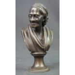 HEAVY 19TH CENTURY BRONZE SCULPTURAL DESK SEAL in the form of a Classically robed man with head