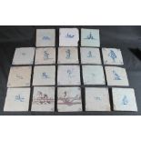 LARGE COLLECTION OF 18TH CENTURY DELFT TIN GLAZED HAND PAINTED TILES,