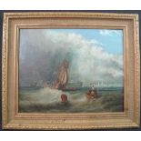 BRITISH SCHOOL, (Late 18th/early 19th Century), sailing barge and frigates with other small
