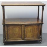 VICTORIAN WALNUT BUFFET, having top on turned supports above two blind panelled cupboards with