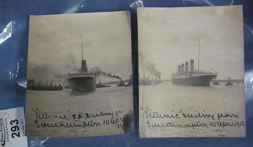 TWO RARE HAND ANNOTATED SMALL BLACK AND WHITE PHOTOGRAPHS OF THE 'SS TITANIC', - Image 2 of 19