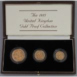 1983 UNITED KINGDOM GOLD PROOF COLLECTION comprising: half sovereign; sovereign and £2 coin, in