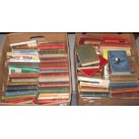 Two trays of assorted books, various,