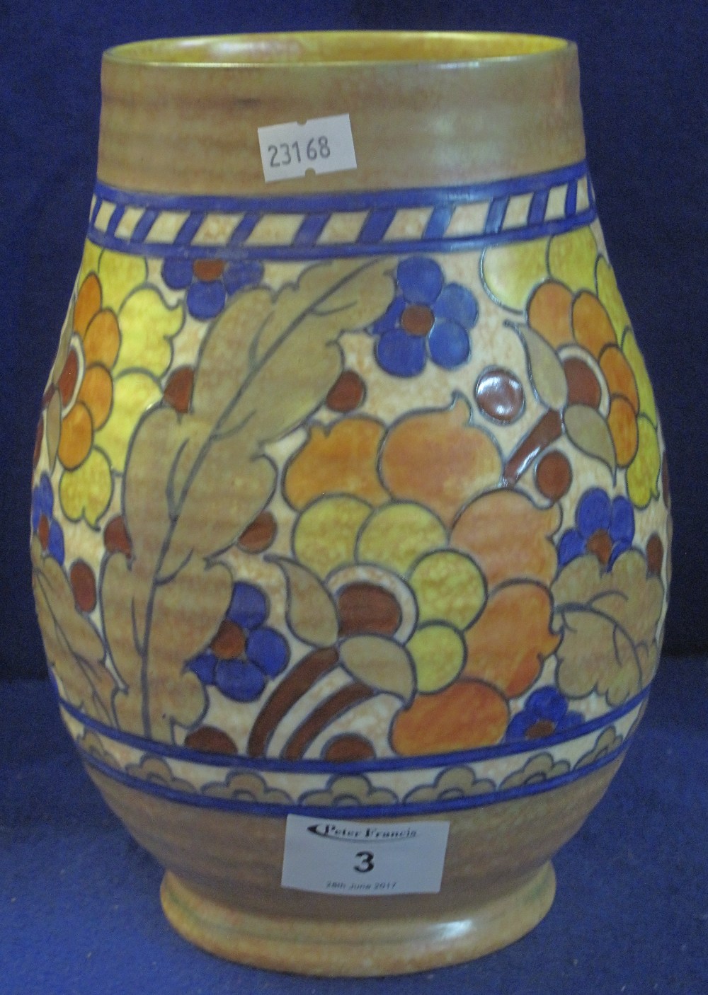 Crown Ducal Pottery Charlotte Rhead design, baluster shaped vase,