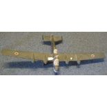 Scratch built wooden model of a British Second World War period four engined bomber,