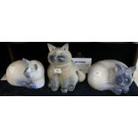 Three modern pottery seated cats signed: Jobling, dated from 1990s. (3) (B.P. 24% incl.