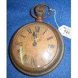 German alarm clock in the form of a large pocket watch. 14.5cm diameter approx. (B.P. 24% incl.