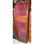 Edwardian mahogany narrow bow fronted, glazed display cabinet. (B.P. 24% incl.