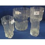 Group of three Tapio Wirkkala Art Glass 'Ice Bark' vases. 24cm, 20cm and 16cm high.