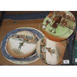 Tray of assorted plates and dishes to include: Royal Doulton 'Dickens ware': 'Alfred Jingle';