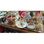 Two trays of assorted china to include: Poole Pottery floral baluster jug and posy bowl;