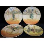 Four Royal Doulton Dickensware plates to include: Mr Pickwick; Bill Sykes; Tony Weller and Romeo.