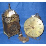 Brass faced alarm wall clock marked: Whitehurst and Son of Derby,