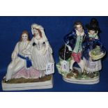 Two 19th Century Staffordshire flat backed figure groups,