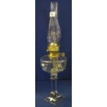 Early 20th Century brass double burner oil lamp with clear glass,