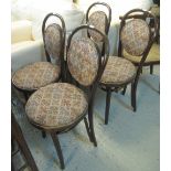 Set of four stained bentwood upholstered chairs. (4) (B.P. 24% incl.