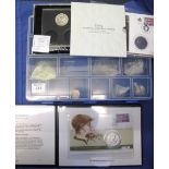 Box of assorted coins to include: 2007 diamond wedding crown;